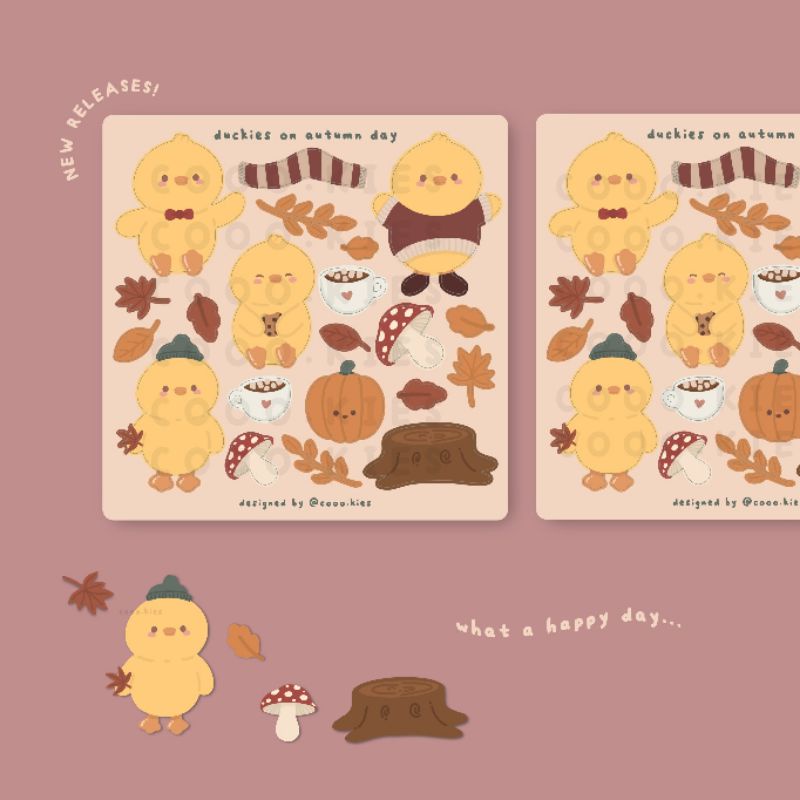 

duckies on autumn day sticker