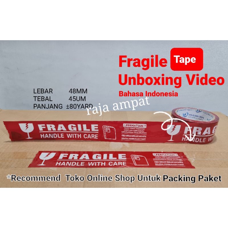 LAKBAN FRAGILE UNBOXING / MAKE YOUR VIDEO UNBOXING / LAKBAN MUDAH PECAH BELAH VARIAN SATUAN