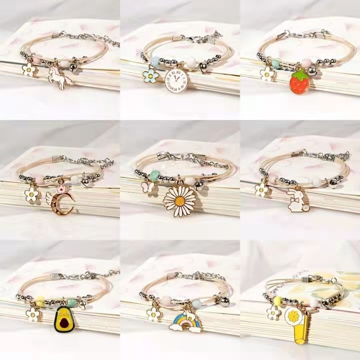 Gelang Tali Korea Motif Daisy Persahabat Braided Bracelet/Friendship Adjustable  Fashion Aksesoris