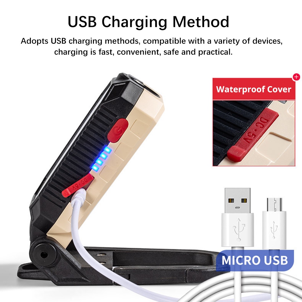 Lampu Emergency Tahan Lama 24 Jam Lampu Kerja 1000W Portable Double Light Lampu COB USB C Rechargeable Flashlight Anti Air