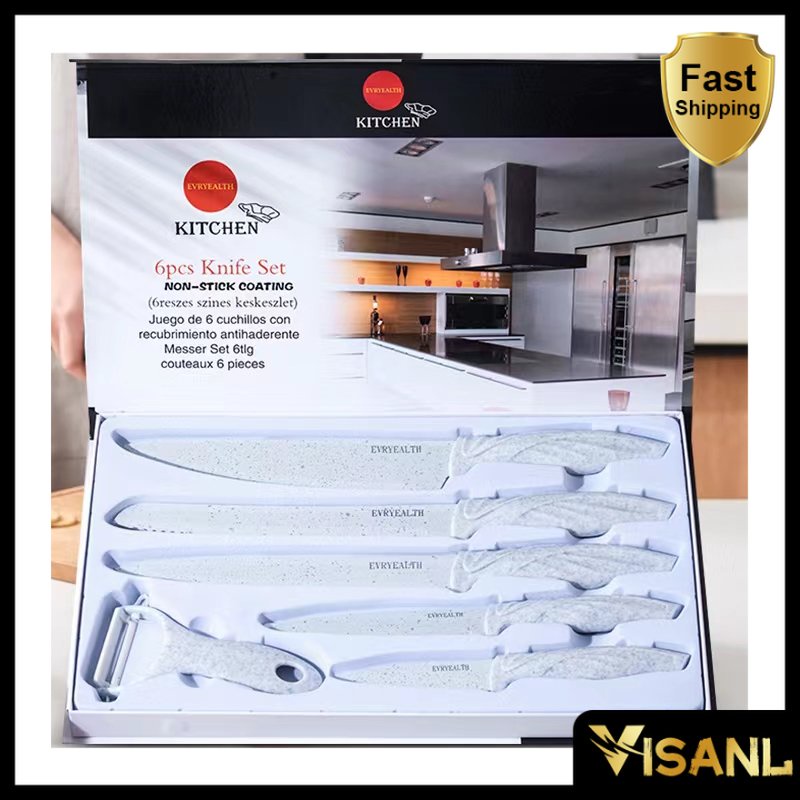 Set Pisau Alat Dapur Set Dapur 6 Buah Set Hadiah Pisau Set Baja Karbon Pisau Logam Keramik Ceramic Peeler