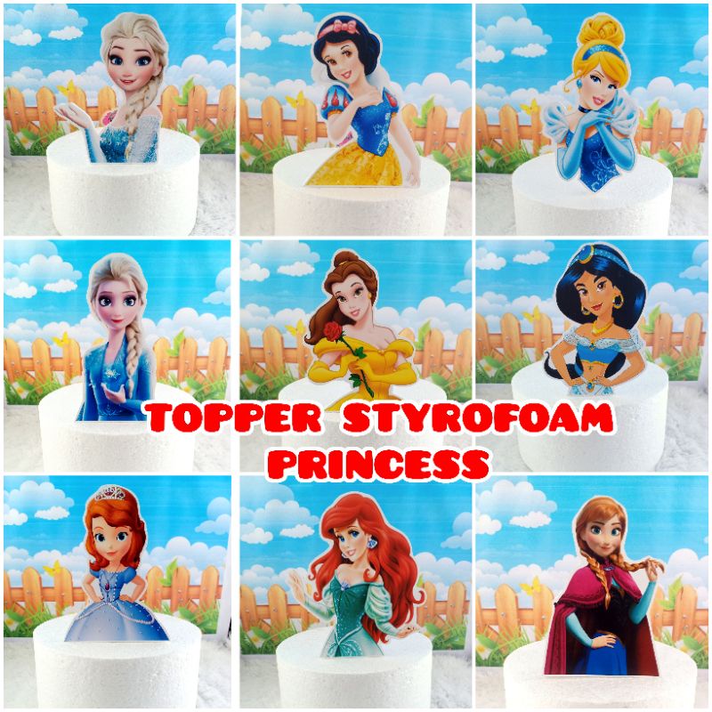 cake topper/topper kue PRINCESS/hiasan kue STYOROFOAM PRINCESS SERIES