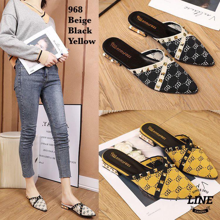 SANDAL WANITA SLIP ON FASHION KOREA SHOES 968