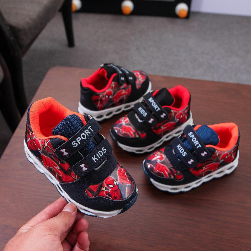 (LOLI-JKT ) A003 Sepatu LED anak import Spiderman size 21-30 (LOCHIC)