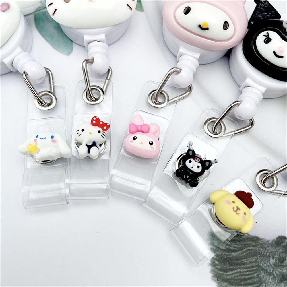 Quinton Retractable Badge Reel Kreatif My Melody Dada Kartu ID Card Klip Cinnamoroll Kartu Siswa Perawat Badge Holder