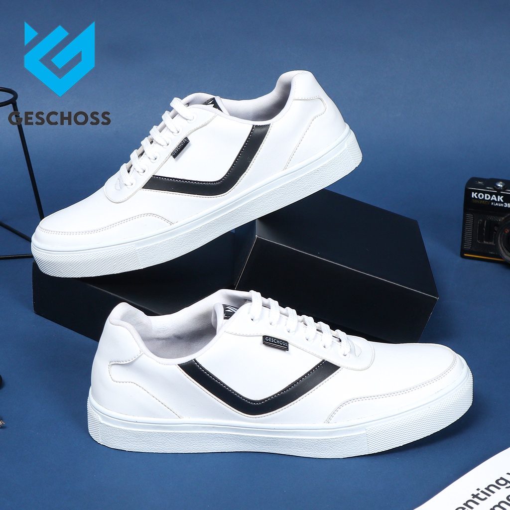 WHITE BLACK RED |GESCHOSS GSH7809| Sepatu Sneakers Pria Casual ORIGINAL