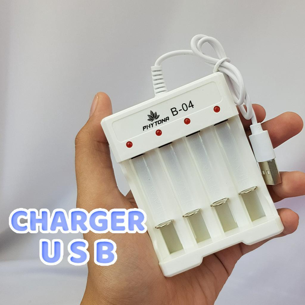 Charger Baterai USB/ Charger  4 Baterai USB / Cas Baterai 4 SLOT 04C