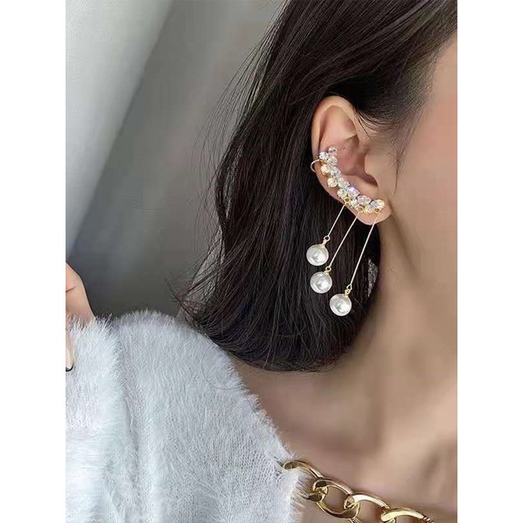 Anting Rumbai Kristal Zircon Mutiara Gaya Elegan Untuk Wanita