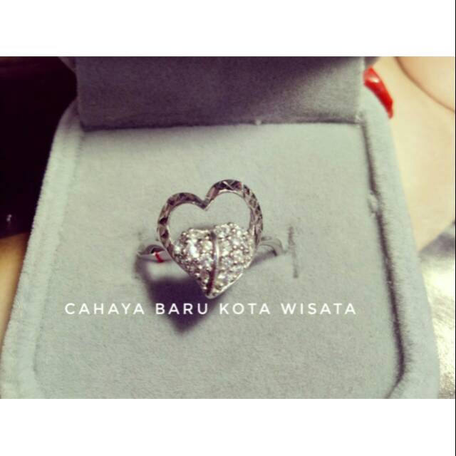 CINCIN EMAS PUTIH FASHION HEART KADAR 75% (750)