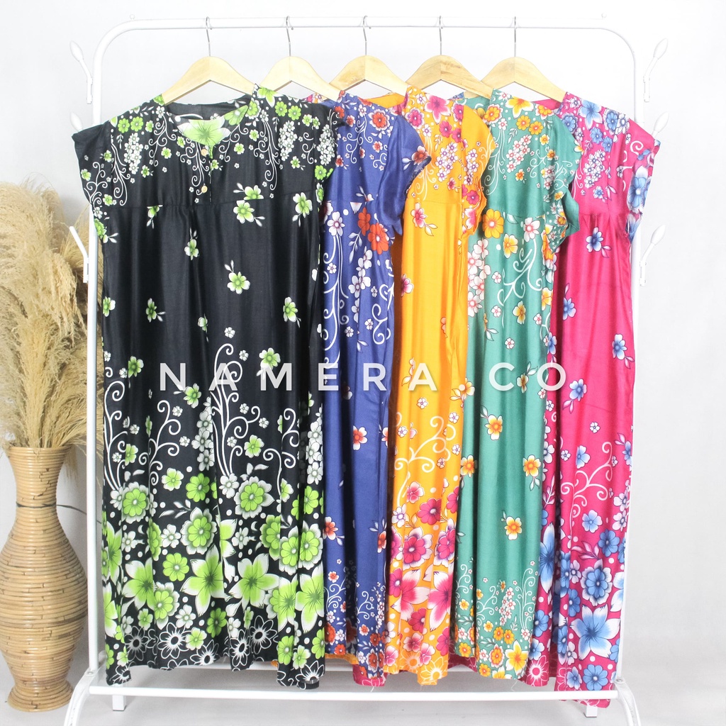 Daster Panjang Selutut Busui Kekinian Non Ruffle / Daster Batik Rayon