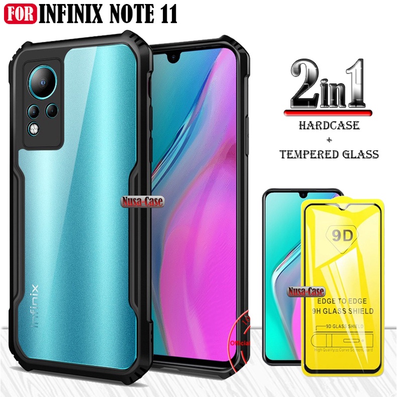 NEW PAKET 2IN1 Infinix Note 11 NFC Soft Hard Case Fusion ShockProof Free Anti Gores Layar High Quality Protector Screen Handphone