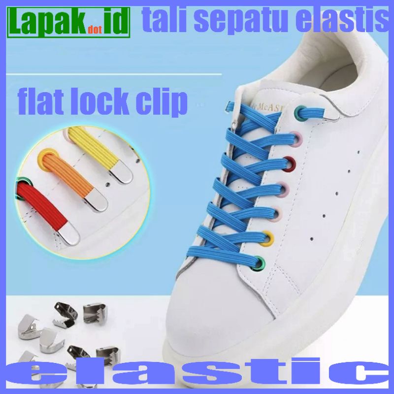 tali sepatu elastis slipon dengan metal clip lock