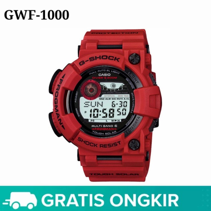 Jam Casio G Shock GWF-1000RD-4 FROGMAN MERAH GSHOCK GWF1000 RED ORI BM