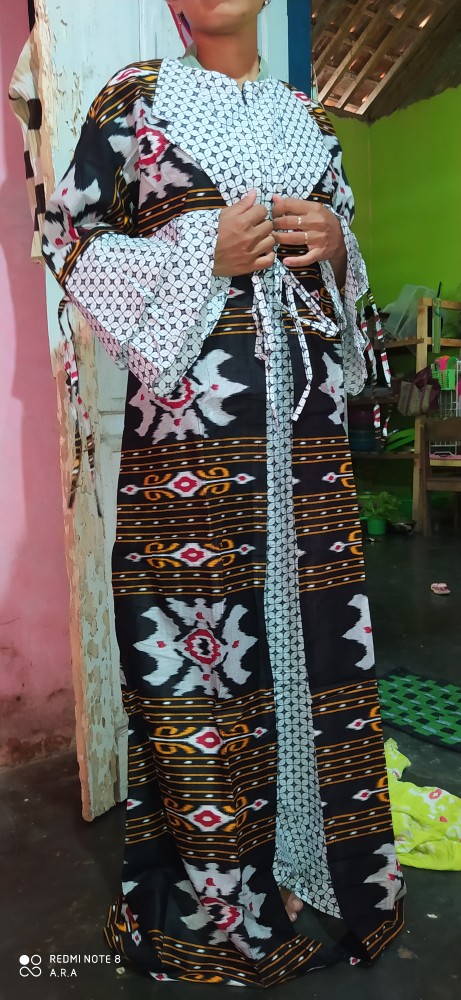 New Batik Couple Modern || Gamis Kerah Jazz || Gamis Lengan Trompet Susun