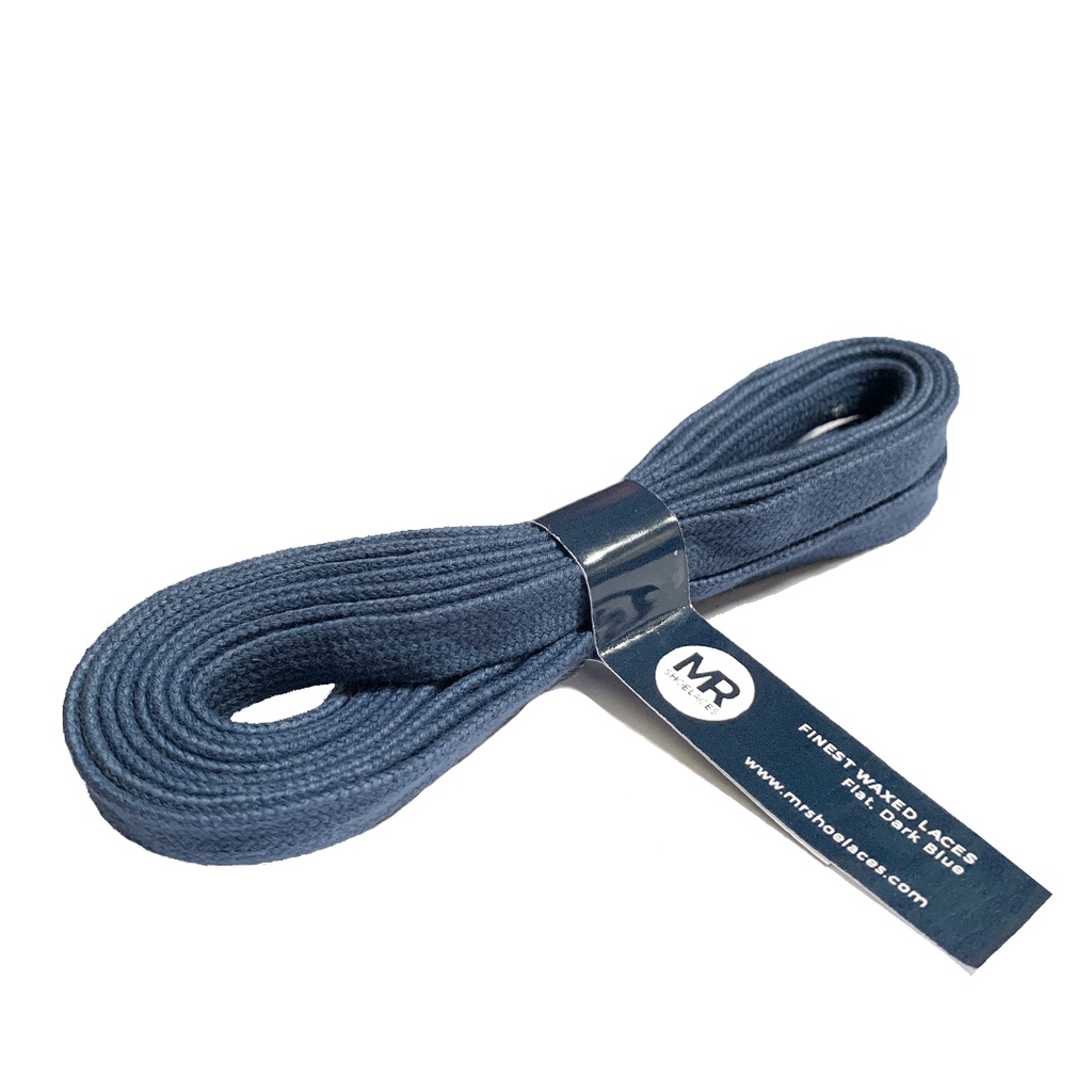 MR Shoelaces FE04 Dark Blue (Biru Tua) - Tali Sepatu Lilin 8mm Gepeng Flat Pipih (Waxed Laces) 90cm 100cm 120cm 150cm 200cm - untuk Sneakers - Premium Shoelace