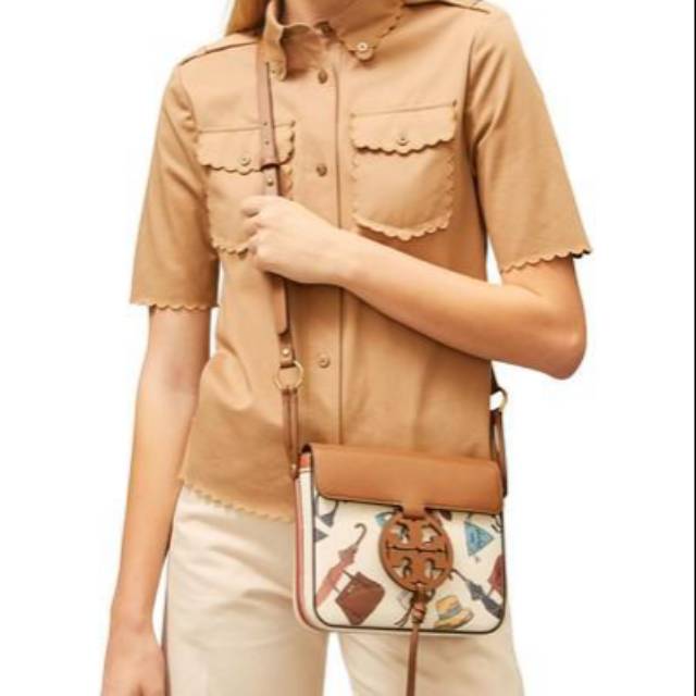 TORY BURCH Miller Clear Printed Crossbody tas original authentic asli