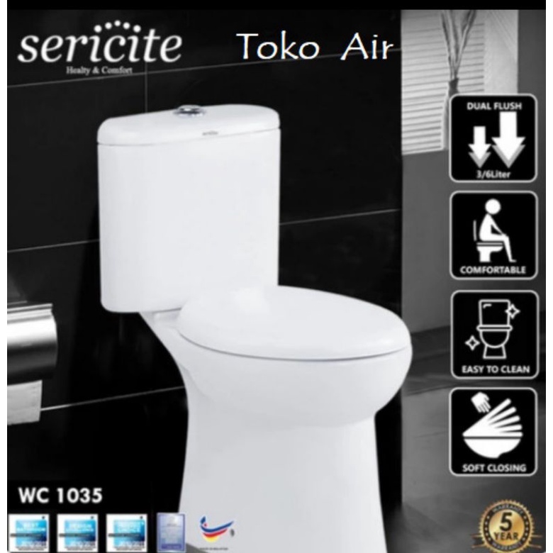 SERICITE WATER CLOSET 1035 WHITE SOFT CLOSING Kloset Duduk Sericite 1035