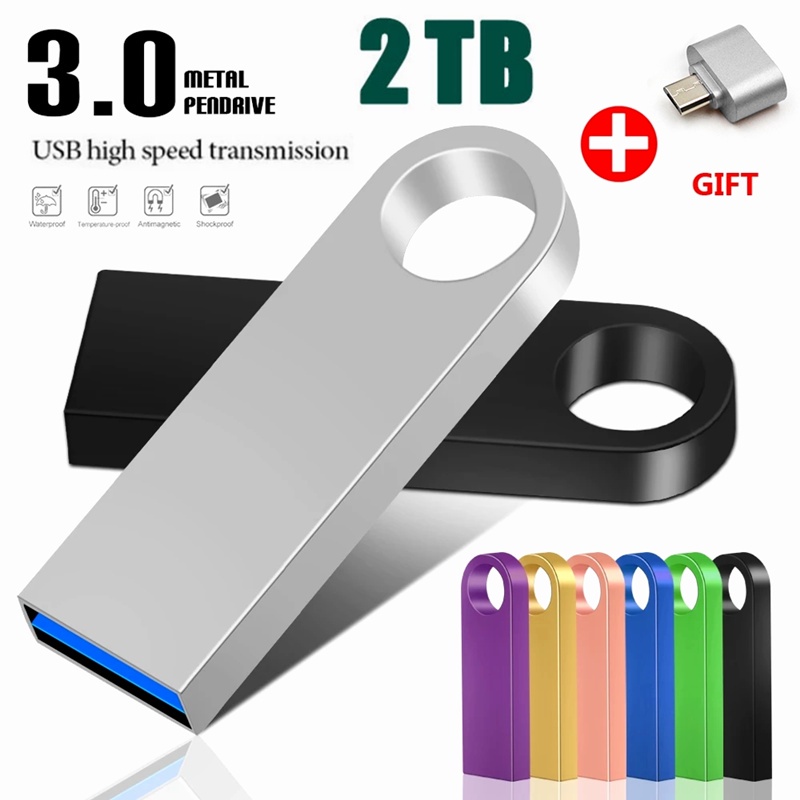 Flash Disk USB 3.0 Kapasitas 2TB 1TB Bahan Metal Anti Air Untuk Tablet / PC