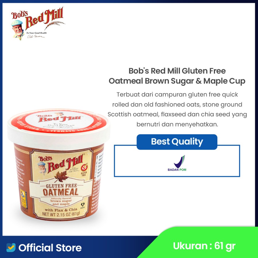 

Bob's Red Mill Gluten Free Oatmeal Brown Sugar & Maple Cup 61 gr