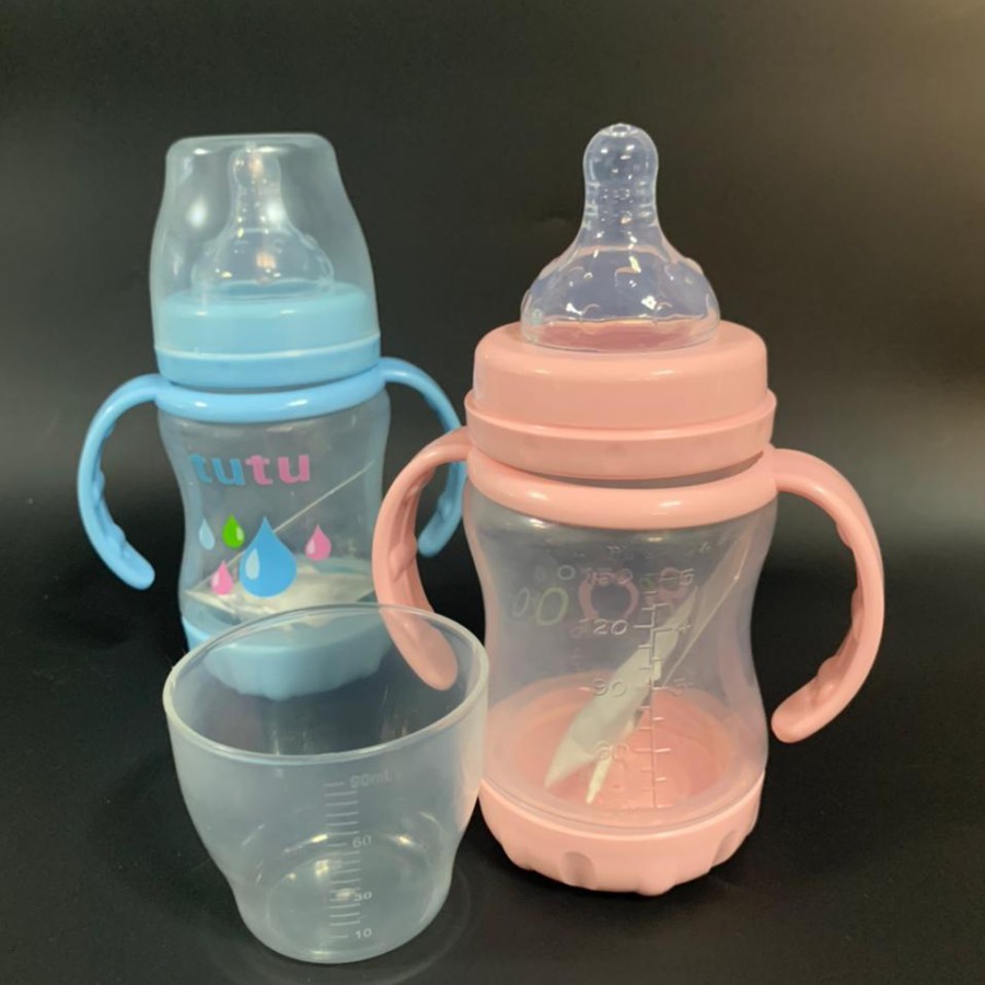 baby botol susu bayi 150ml feeding bottle milk gagang plus sedotan