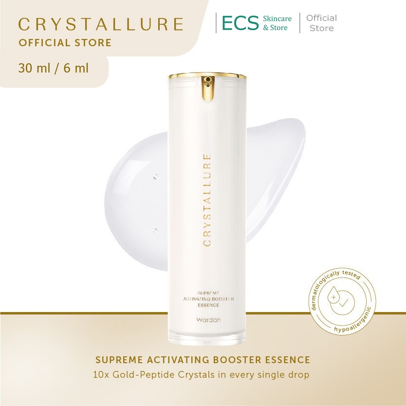 Serum ESSENCE Wardah CRYSTALLURE Supreme Activating Booster Essence - 30 ml / 6 ml - Skincare Anti Aging - Pelembab Serum Wajah Ukuran Kecil / Besar- Crystalure Cristallure Cristalure Gold Cystal