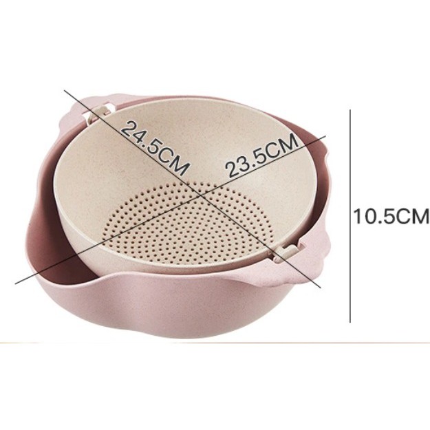 Mangkuk Peras atau Saringan Putar Pengering &amp; Pencuci Makanan Double Layer - Rolling Colander Double Layer