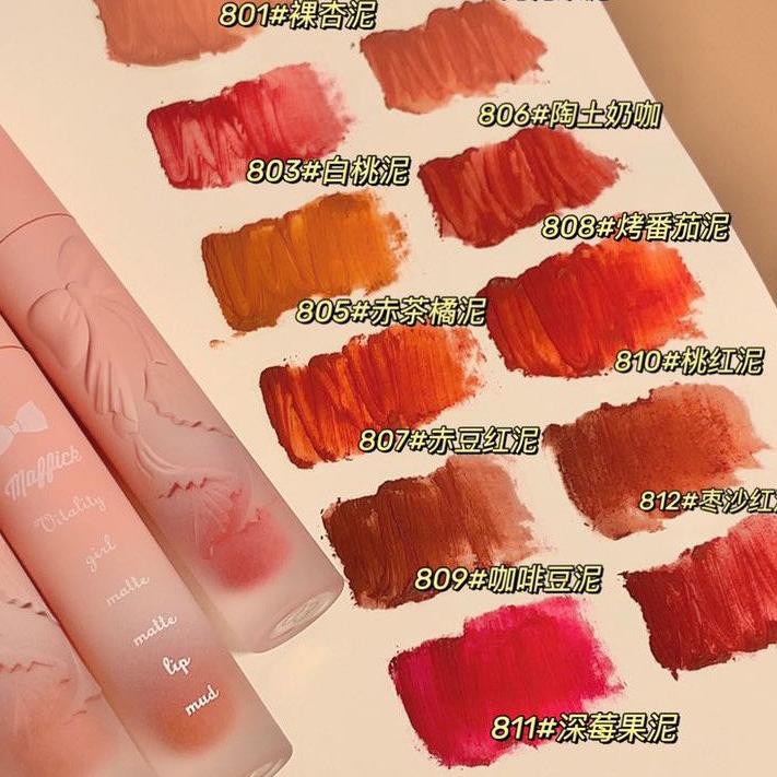 ◙ MAFFICK Vitality Girl Lip Mud Velvet Matte Lipstik Pita ➮