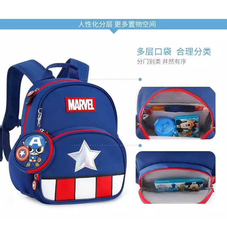 (COD) Tas Sekolah Anak Perempuan Laki2 Murah PAUD, TK, SD Model Style Korean Tas Ransel Anak Karakter MARVEL