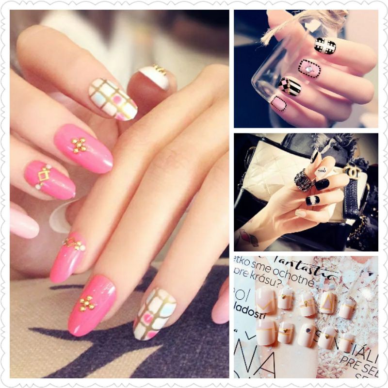 kuku palsu isi 24 fake nails free lem nail art wedding false nail hokkyshop