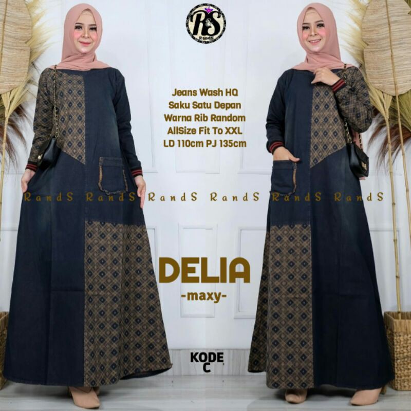 Maxi Dress // Gamis Delia By Rands // Gamis Bahan Jeans Wash Hq