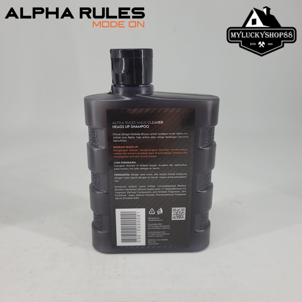 Alpha Rules Heads Up Shampoo Alpharules Sampo Shampo Pria 250 ml 250ml