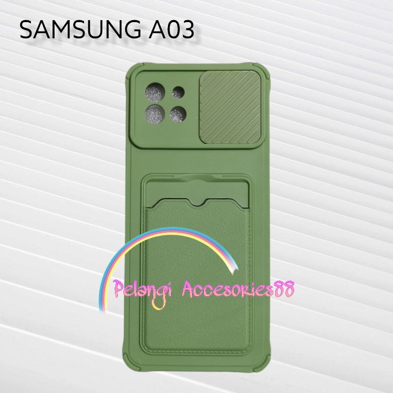 CASE SAMSUNG A03 SOFTCASE SLEDING WARNA WARNI SLOT CARD