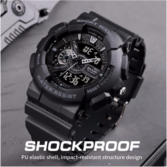 Jam Tangan SKMEI 1688 Fashion Digital Watch Men Shockproof Waterproof Dual Wristwatches LED Chrono