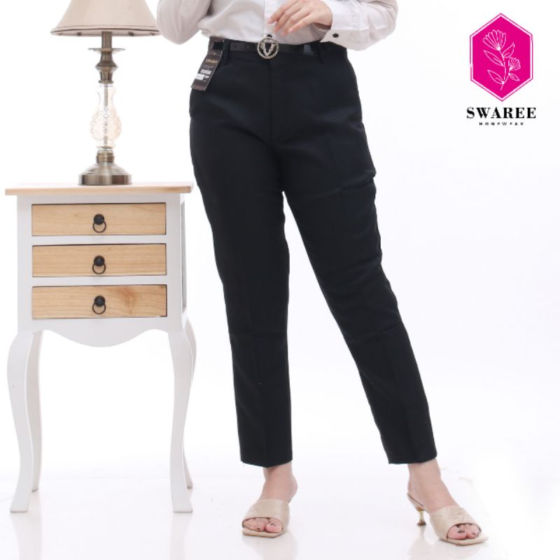 Celana Formal Wanita Slim Fit Clana Kerja Resmi Kantor Dinas Cewek Panjang Kain Halus Slimfit Perempuan Remaja Dewasa Bahan Wol Warna Hitam Polos Cewe Terbaru Kondangan Kekinian Harga Murah Grosir Ukuran Size M L XL XXL 27 28 29 30 31 32 33 Ikat Pinggang