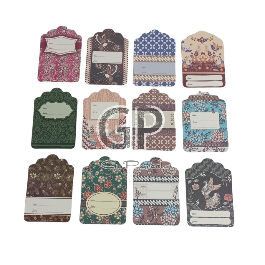 ( Lsn 12 Pc ) SANWA GIFT CARD BATIK - HANG TAG SANSAN WAWA / KARTU UCAPAN - GREETING CARD BATIK