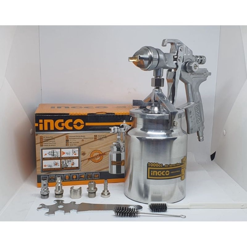 SPRAY GUN SEMPROTAN ANGIN CAT HVLP TABUNG BAWAH 1000CC INGCO BONUS 2 SET SARUNG TANGAN INGCO