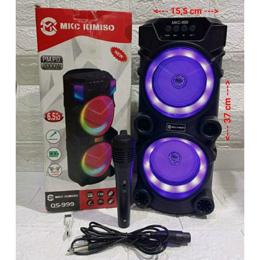 SPEAKER SPIKER WIRELESS BLUETOOTH KIMISO QS 999 - QS999 PLUS MIC KABEL