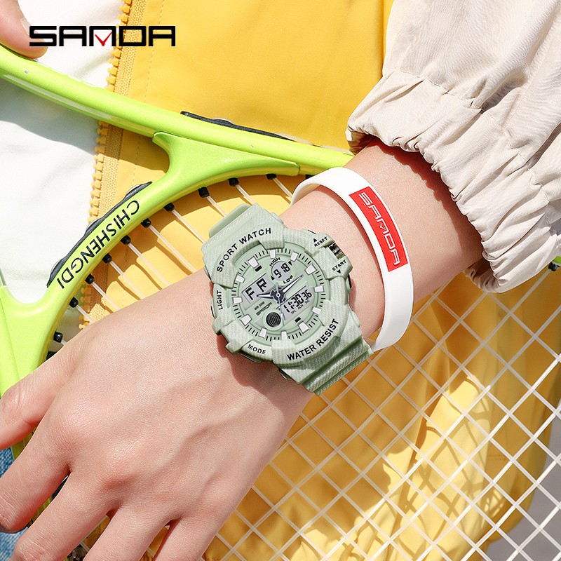 SANDA 3038 Jam Tangan Pria Wanita Digital Analog Tali Rubber Anti Air WATCHKITE WKOS