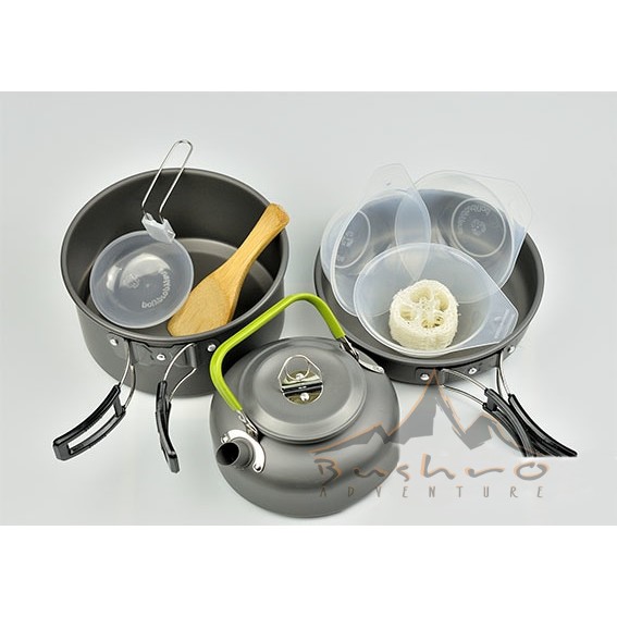 Panci Masak Camping /Nesting( Cooking Set + kettle/teko ) Alat Masak