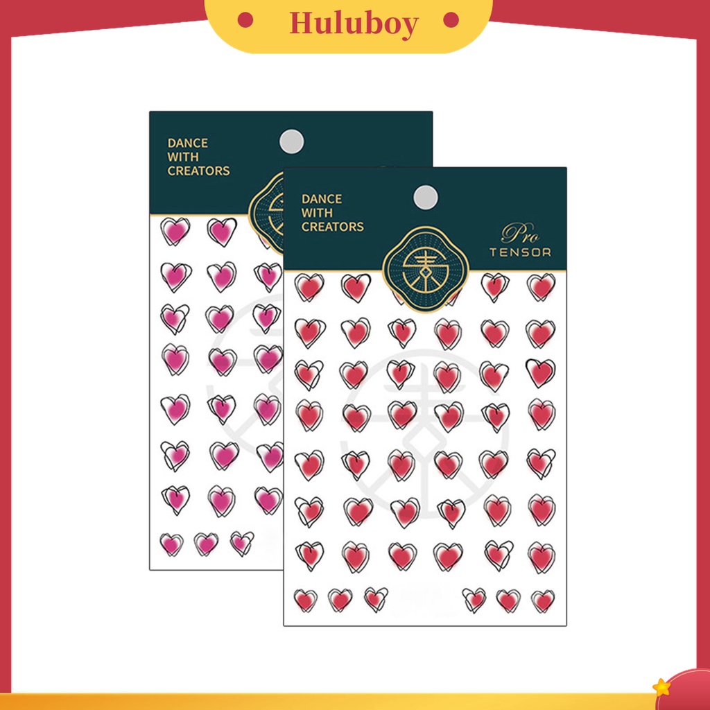 Huluboy Huluboy♡ Stiker Kuku Motif Hati 3D Warna-Warni Untuk Dekorasi Nail Art