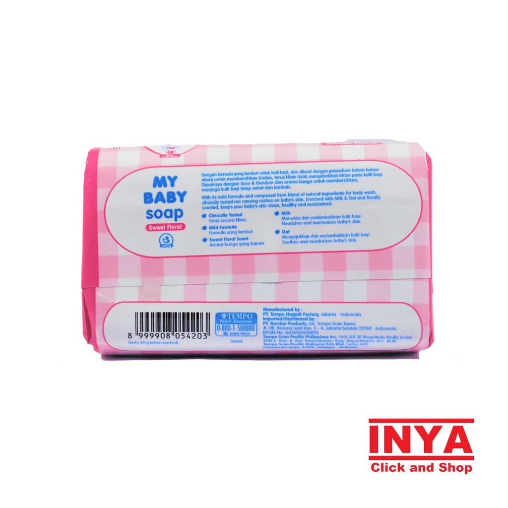 MY BABY SOAP SWEET FLORAL, MILK AND OAT 60gr - Sabun Bayi