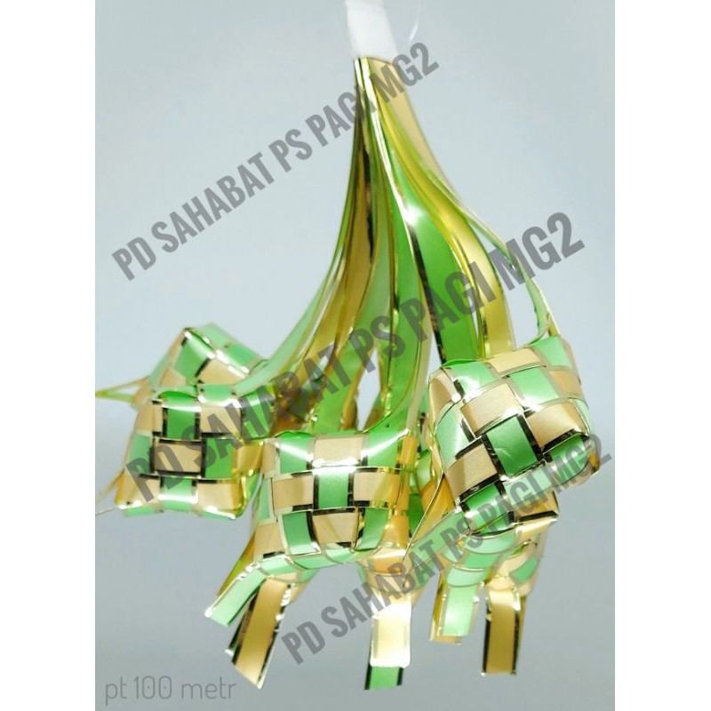 

ketupat lebaran pita lis emas hijau kuning muda (1 ikat 10 pcs)