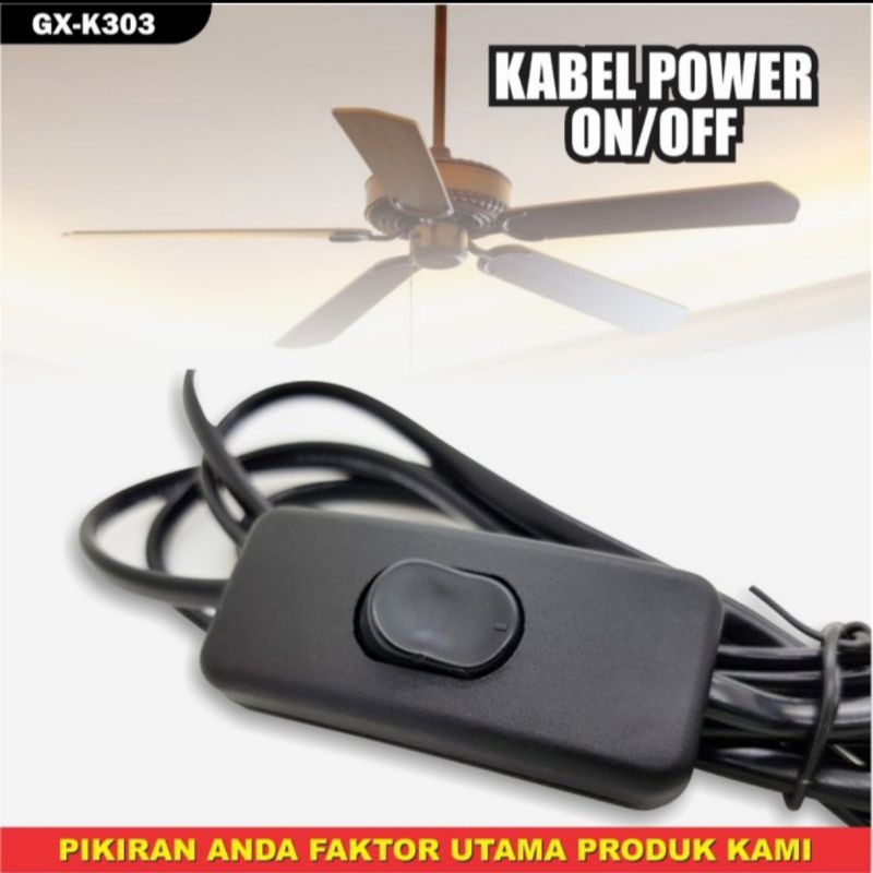 Kabel buntung saklar on off AC 220V Colokan EU Plug Switch Gantung Kipas Lampu led