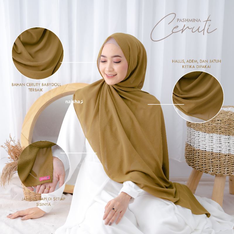 Pashmina Ceruti Naisha | pashmina premium | pashmina merk Naisha | pashmina terlaris| pashmina terbaru pashmina murah pashmina lembut pashmina cod pashmina ceruty pashmina cerutty pashmina Ceruti babydoll pashmina syar'i pashmina adem