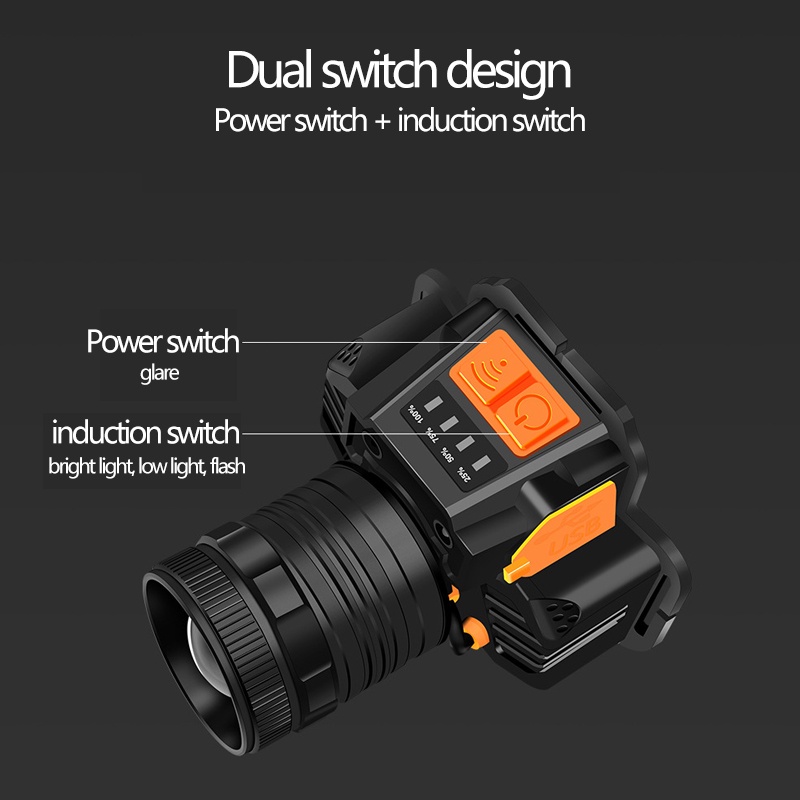 Senter Kepala Led T8 zoom super/lampu depan tahan air sensor gerak/LED senter super terang/Terang Anti Air/USB rechargeable/Dengan sensor ORI/SENTER KEPALA MINI  LED SUPER TERANG/HEADLAMP USB CHARGEABLE/senter berkemah senter kepala super terang K180