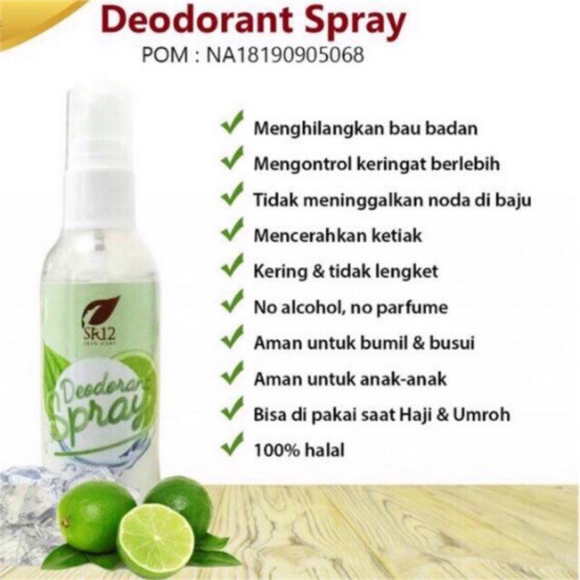 DEODORANT SPRAY SR12 BPOM AMAN / MENCERAHKAN KETIAK / DEO TAWAS / AMPUH HEMPAS BAU BADAN NON ALKOHOL