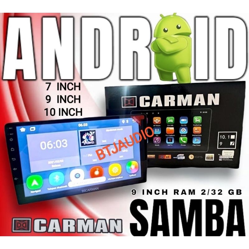 HEAD UNIT TAPE TV MOBIL DOUBLE DIN ANDROID CARMAN RAM 2GB ROM 32GB LAYAR 7, 9 DAN 10 INCH