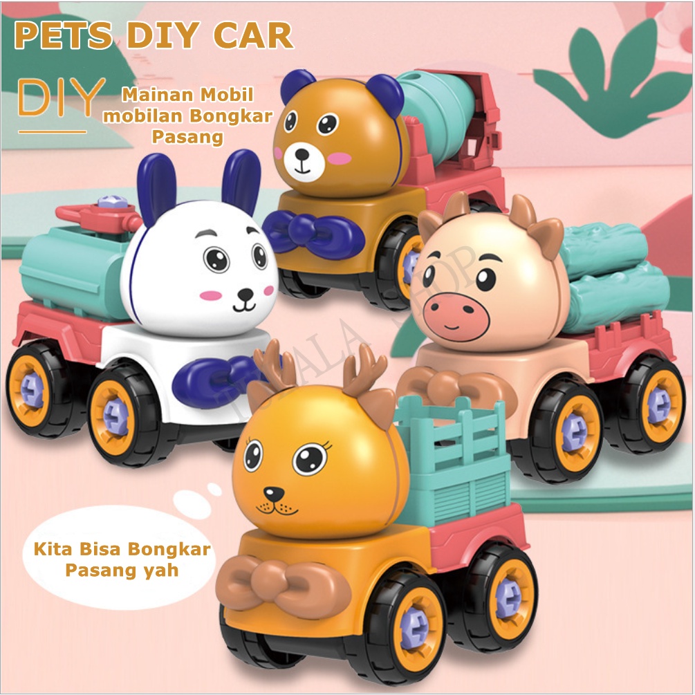 [TULALA SHOP]Mainan anak/Mainan Mobil mobilan Bongkar Pasang DIY Edukasi Laki Laki Perempuan Assembly Toy/