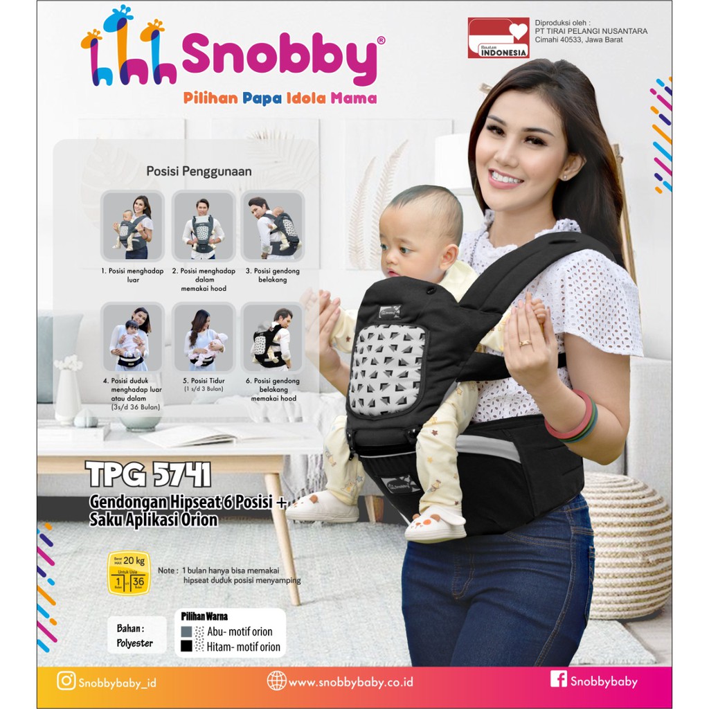 Gendongan Hipseat Bayi Snobby Tpg 5741 Orion Series Gendongan Depan Bayi