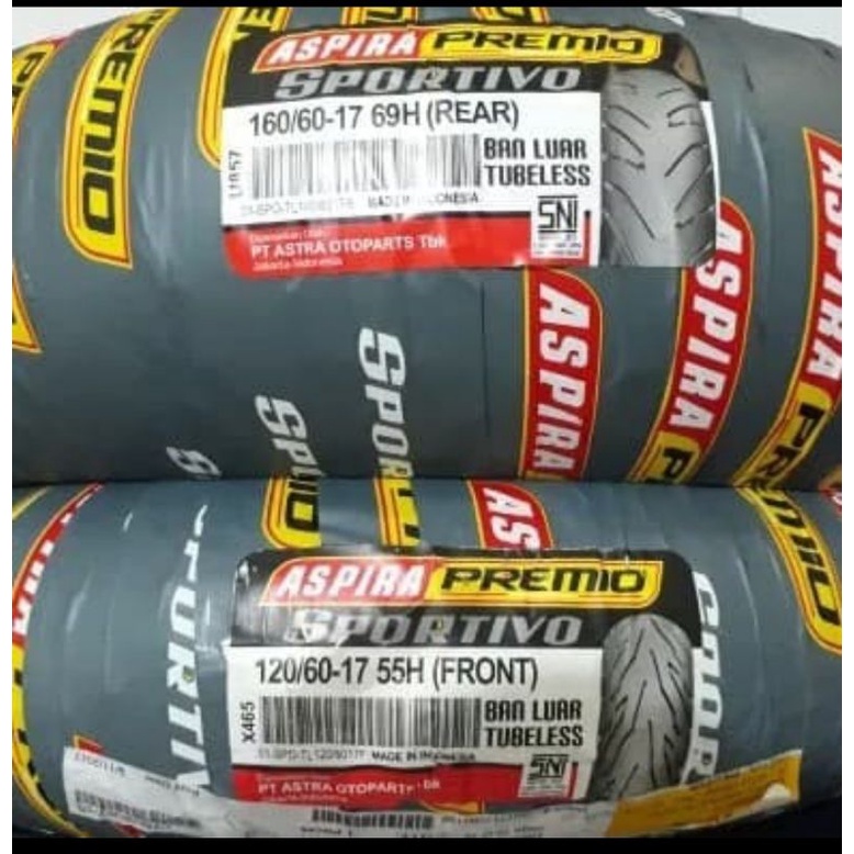 Aspira Premio Sportivo 120/60-17 Front & 160/60-17 Rear Ban Motor Tubeless
